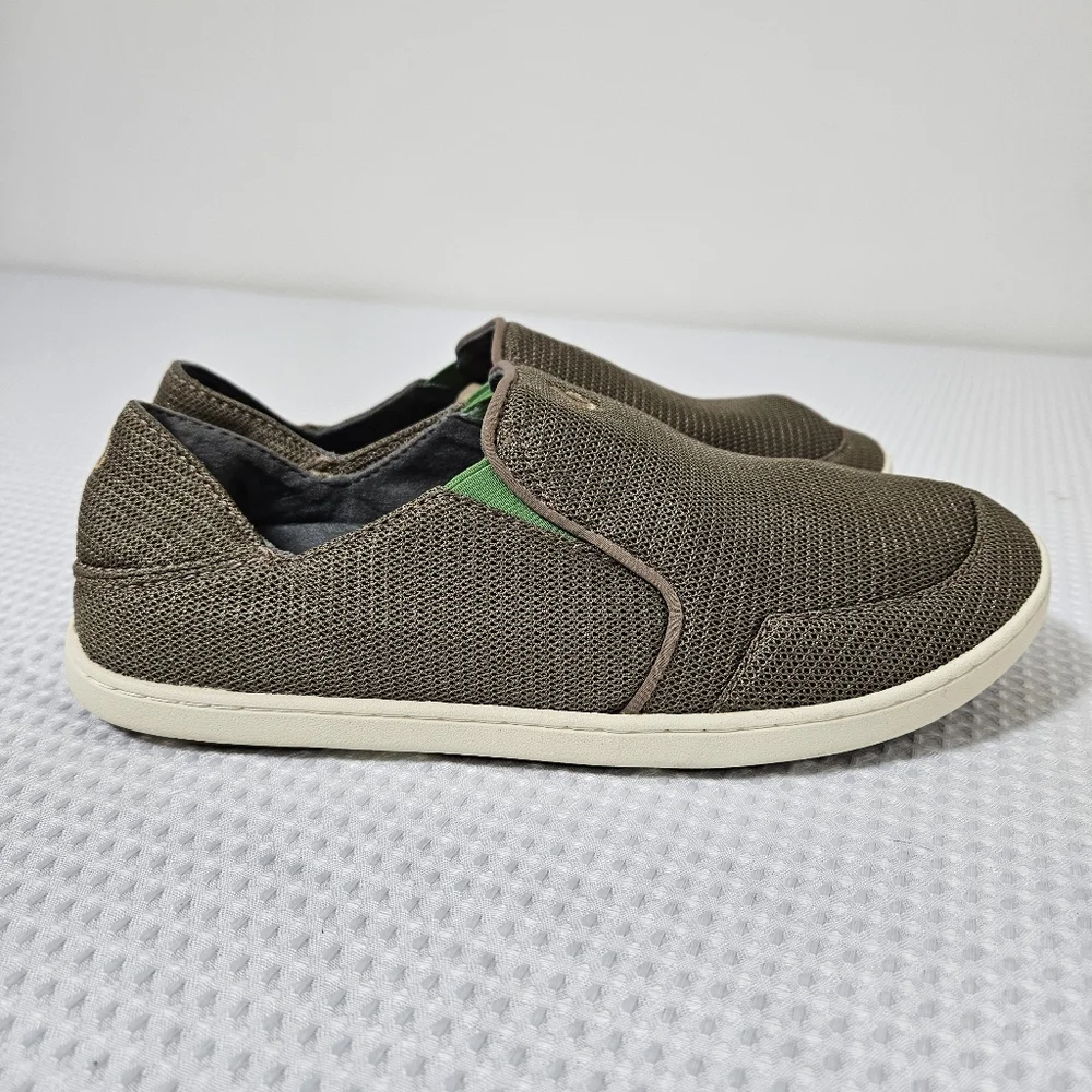 OluKai Mens Nohea Mesh Shoes Slip-On Summer Coastal Breathable Comfort Brown 9.5